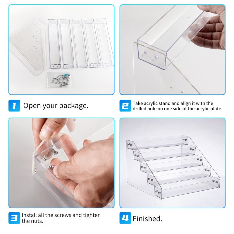 Kihor Acrylic Spice Rack  Tiered Spice Rack Shelf Seasoning Organizer for Countertop  Cabinet  Pantry  Kitchen Storage - 5 Tier  2PCS - Image 4